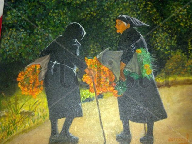 Abuelas con flores. 