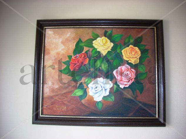 Rosas Oil Textile Floral Painting