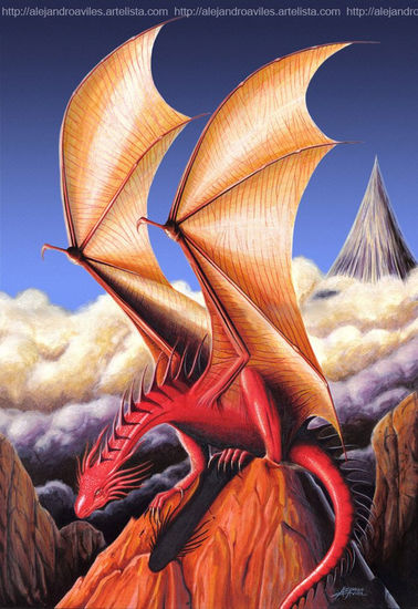 Dragón Rojo Acrylic Card Figure Painting