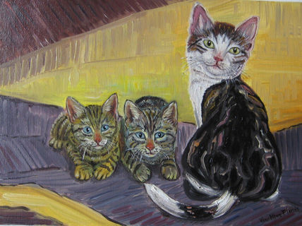 Gatos fondo amarillo