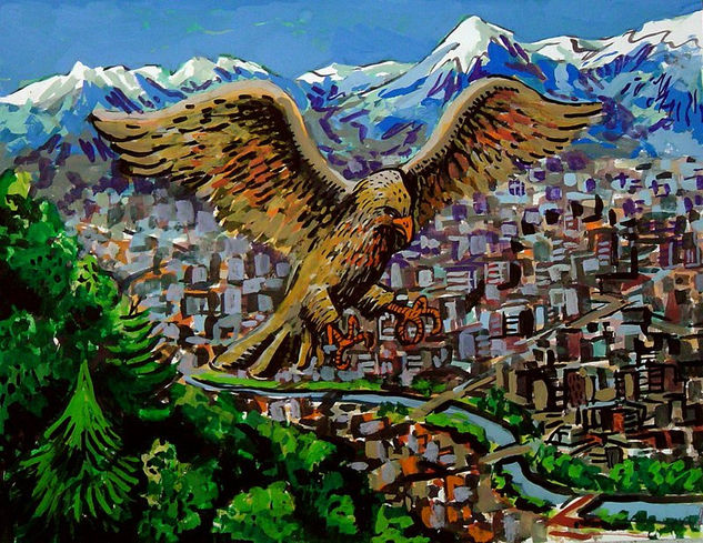 Aguila del San Cristobal. Gouache Papel Paisaje