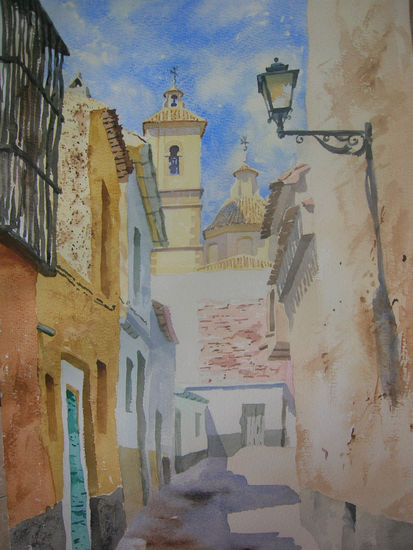 Iglesia de San Sebastian (Ricote) Acuarela Papel Paisaje