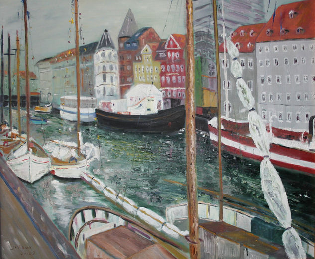 Nyhavn Óleo Lienzo Paisaje