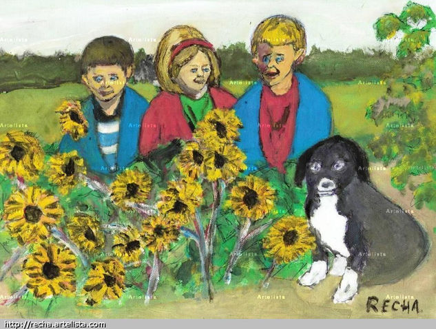 NIÑOS ENTRE GIRASOLES 