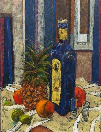 Bodegón con Tequila Oil Canvas Still Life Paintings