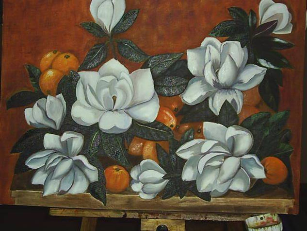 magnolias y naranjas Oil Canvas Floral Painting