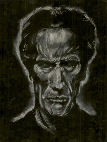 Clint Eastwood Pastel Cartulina Retrato