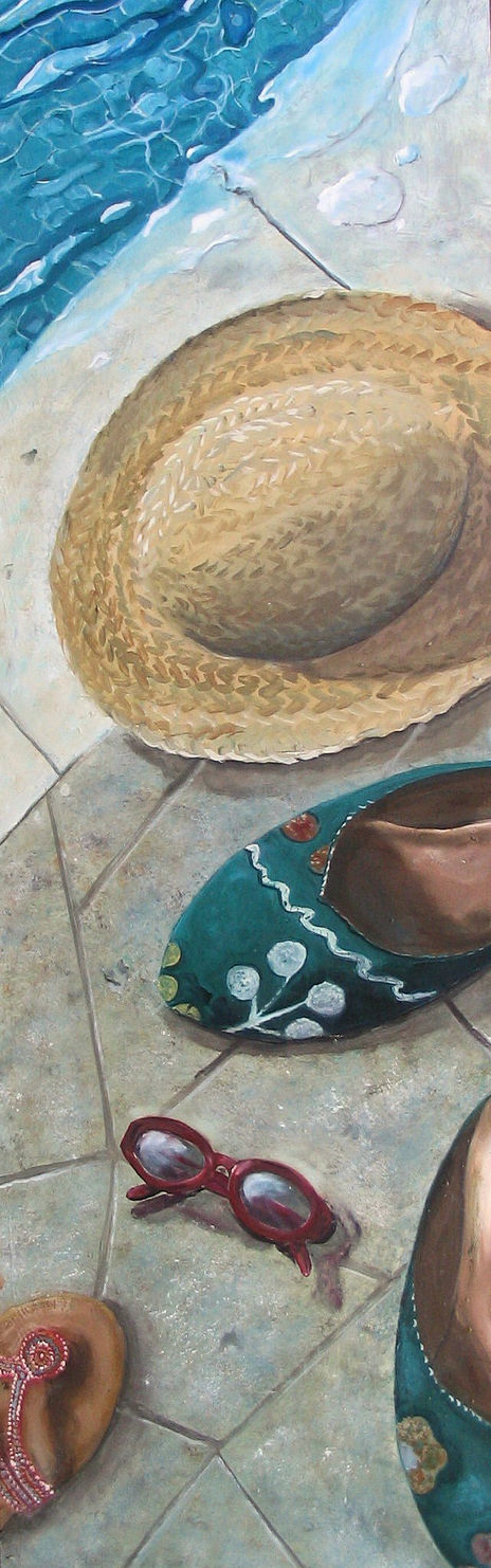 Junto a la piscina