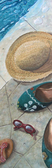 junto a la piscina Oil Panel Still Life Paintings