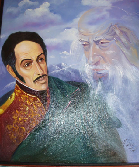 Bolivar  y  el tiempo Oil Canvas Figure Painting