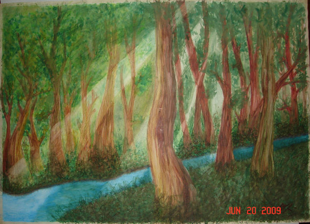 Luz entre las copas Watercolour Paper Landscaping