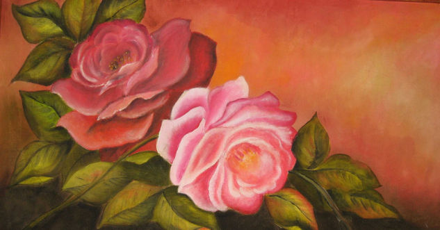 rosas Acrylic Canvas Floral Painting