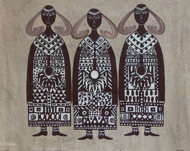 Muchachas Africanas Acrylic Canvas Figure Painting