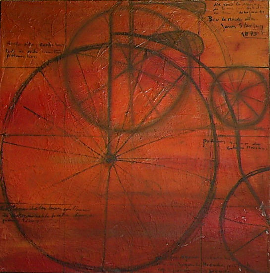 bici naranja Oil Canvas Others