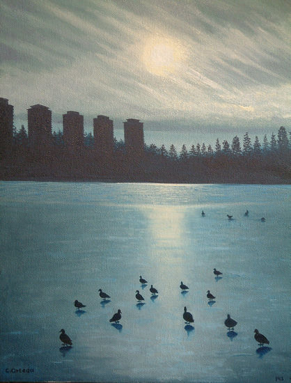 Los patos en el Stanley park Oil Canvas Landscaping