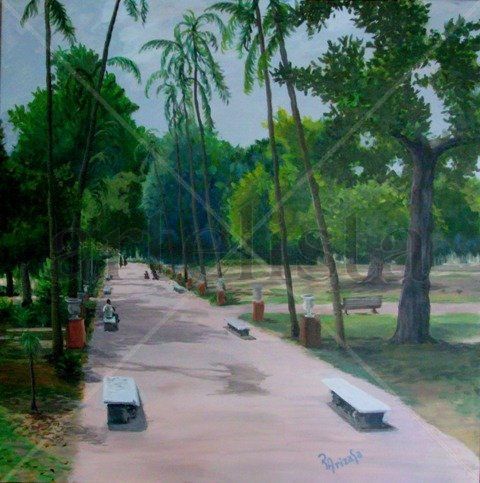 Parque Lezama Acrylic Canvas Landscaping