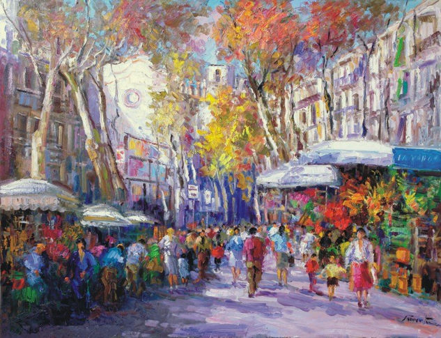 2788 - RAMBLA DE LAS FLORES - BARCELONA Oil Canvas Landscaping