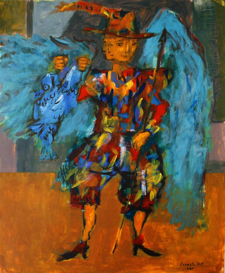 Arcangel San Rafael Acrylic Paper Figure Painting