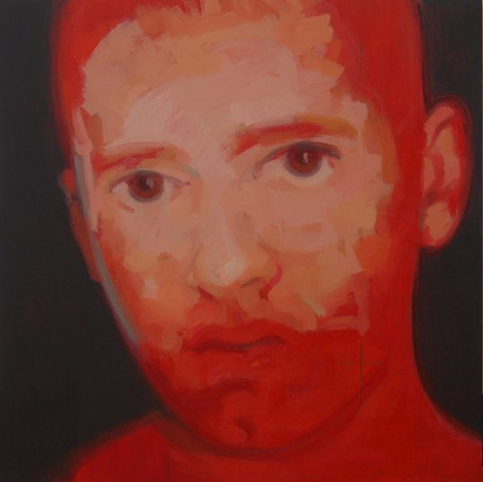 Autorretrato en rojo. Mixed media Panel Portrait