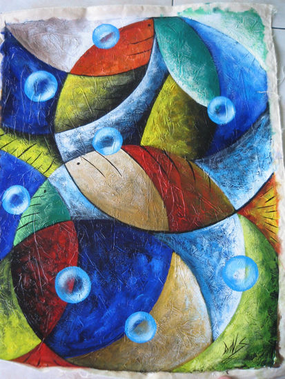 Azul ( Abstracto PEces II ) Acrylic Canvas Marine Painting