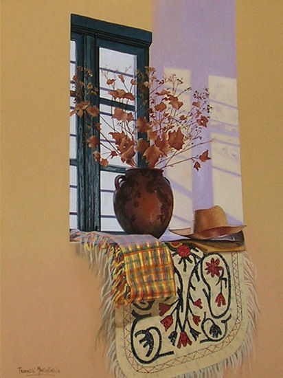 VENTANA GRIEGA Óleo Lienzo