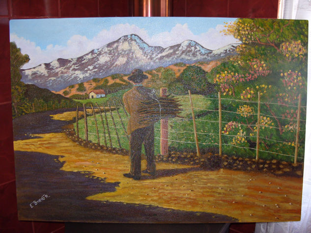 Hombre en el campo Oil Canvas Landscaping