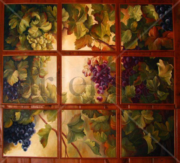 Ventanal de uvas Oil Canvas Floral Painting