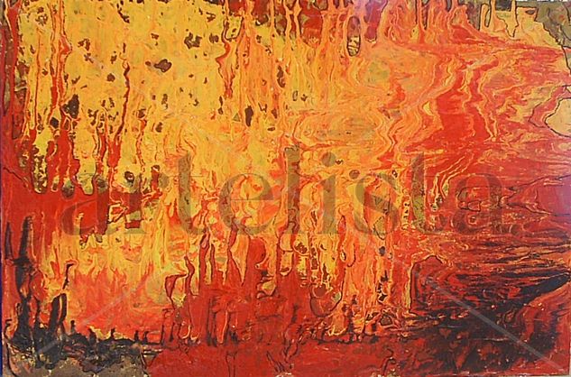 fuego en el bosque Mixed media Panel Landscaping