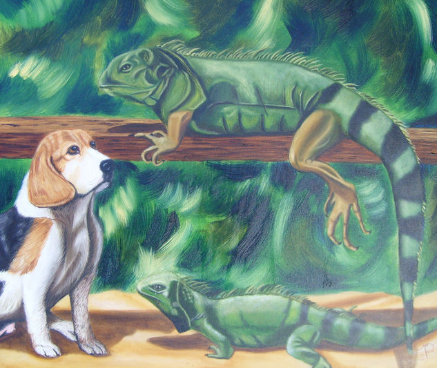 "ME DA IGUANAS" Oil Canvas Animals