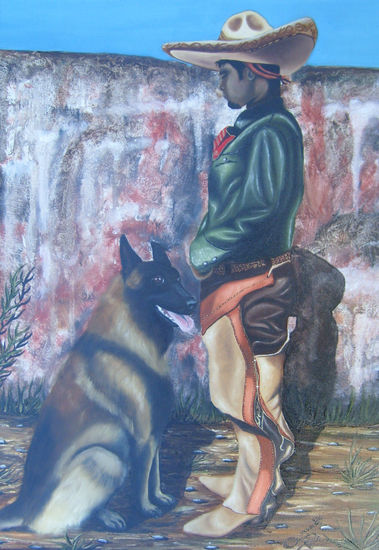 "CHAAC Y CÉSAR" Óleo Lienzo Animales