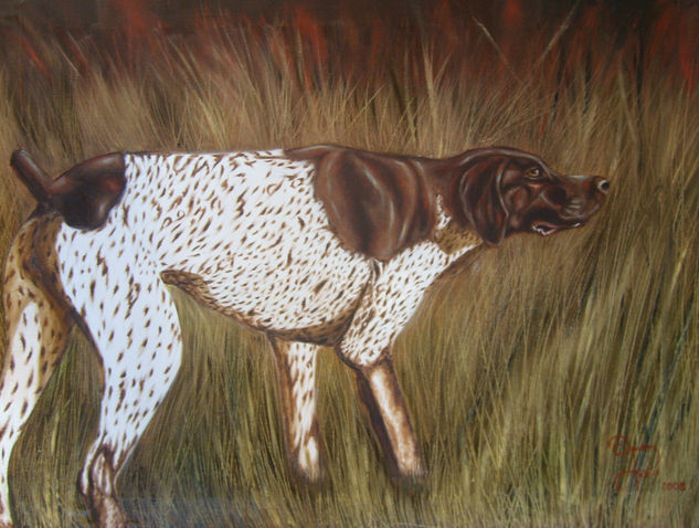 "DE LA CASA A LA CAZA" Oil Canvas Animals