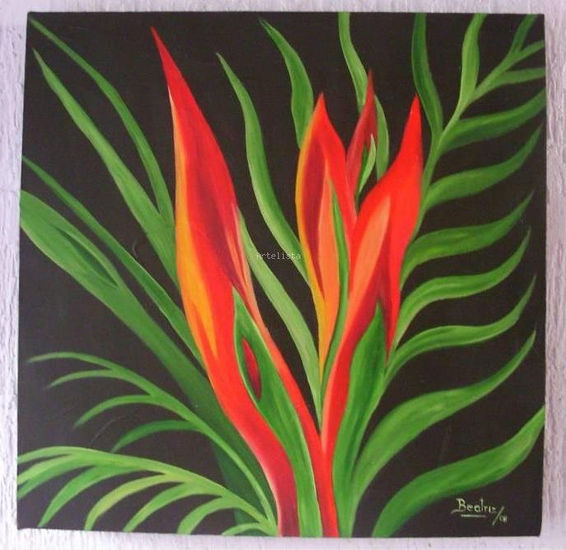 Heliconias 01 Oil Canvas Floral Painting