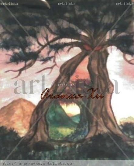 "La fantasia del arbol de los lamentos" Watercolour Card Landscaping