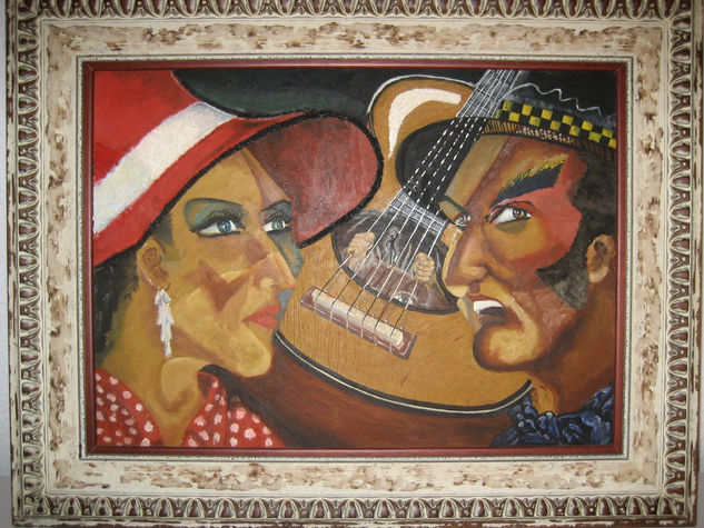 Romancero gitano. Oil Panel Portrait