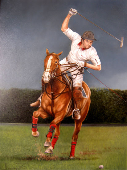 Retrato Polo Óleo Tela Deportes