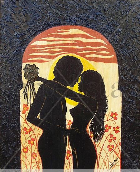 Enamorados en penumbra Oil Canvas Landscaping