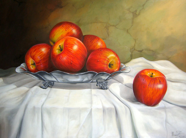 Manzanas rojas Oil Textile Still Life Paintings