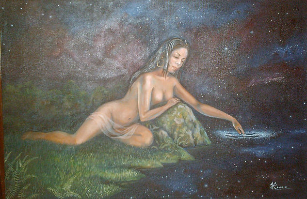 jugando con estrellas Oil Canvas Figure Painting