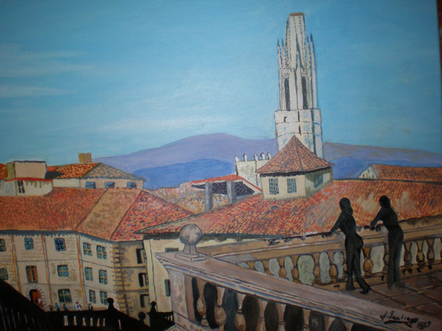 GIRONA DESDE EL BALCON Óleo Lienzo Paisaje