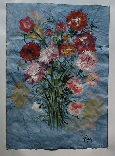 CLAVELES Acuarela Papel Floral