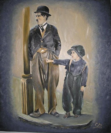 CHARLOT "The Kid" Oil Canvas Portrait