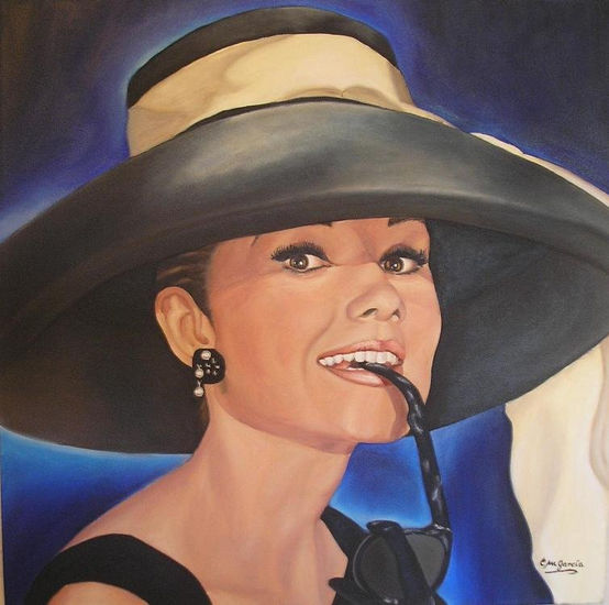 AUDREY HEPBURN Óleo Lienzo Retrato