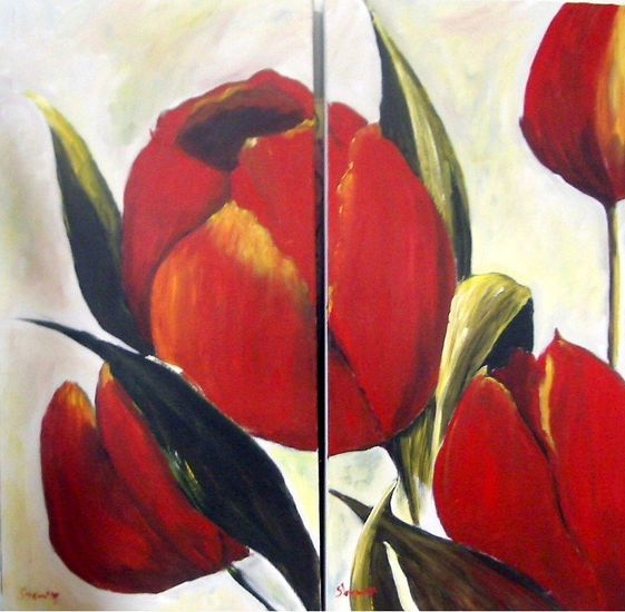 TULIPES Oil Canvas Floral Painting