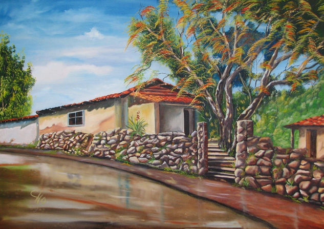 Casa en Barva de HEREDIA Óleo Lienzo Paisaje