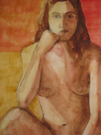 La espera Watercolour Paper Figure Painting