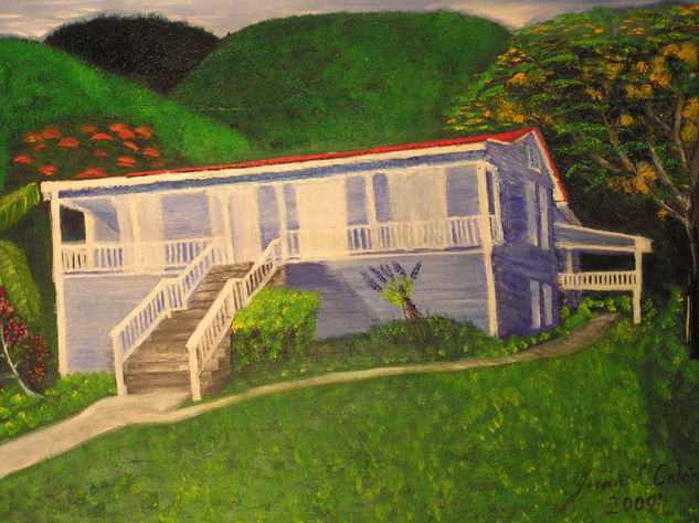 Casa Canales  Jayuya, PR Óleo Lienzo Paisaje