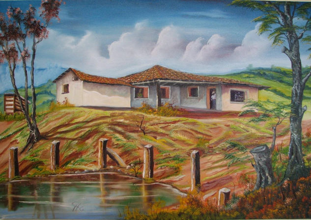 La casa de la laguna Oil Canvas Landscaping