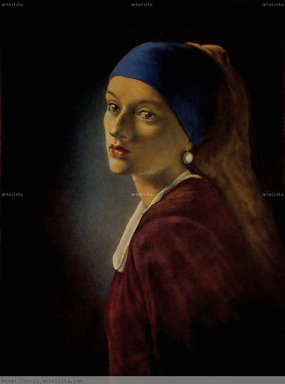 Another girl with the pearl earring Pencil (coloured) Panel Portrait