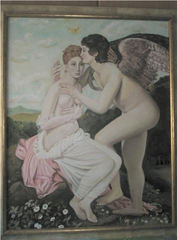 Eros y Psiquis Oil Canvas Figure Painting