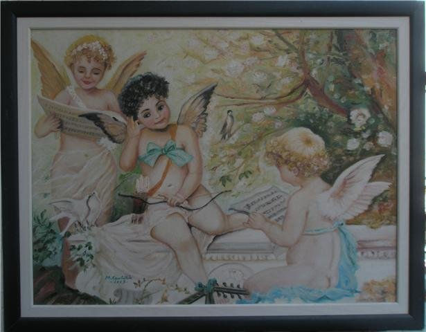 Angelitos cantores Oil Canvas Landscaping